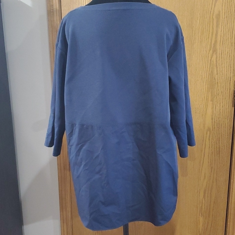 COS navy blue 3/4 sleeve block mixed fabric top - Picture 5 of 7